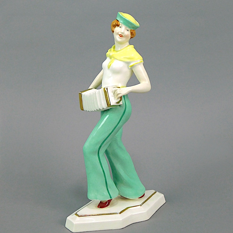 キッチン用品 食器 Art Deco Fan Figure Francis Lady Porcelain with アールデコ磁器フィギュア