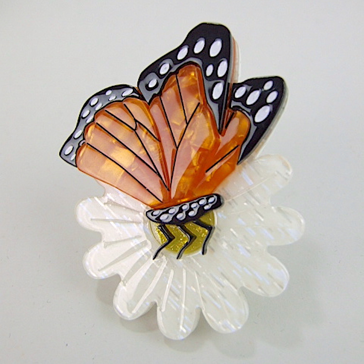 Stauer Natural Wonders Butterfly on Flower Brooch